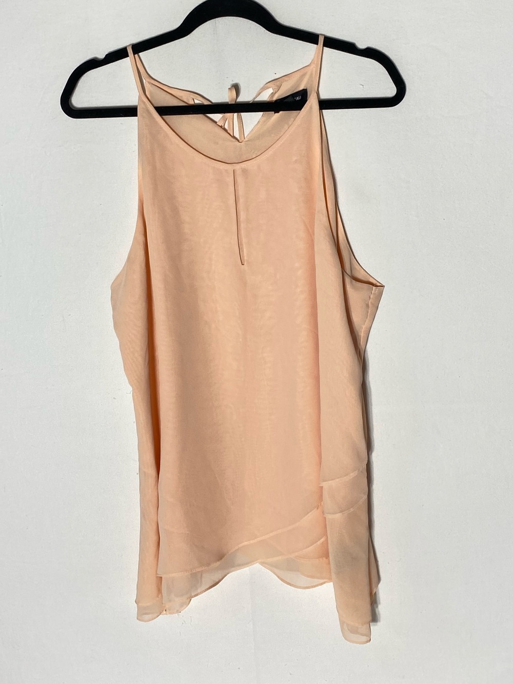 Le Chateau Peach Sleeveless Chiffon Layered Flowy Tank Top XXL
